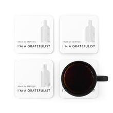 Load image into Gallery viewer, Drunk on Gratitude Coaster set with coffee
