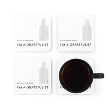 Load image into Gallery viewer, Gratefulist Vodka Distilled For Good Coaster with coffee
